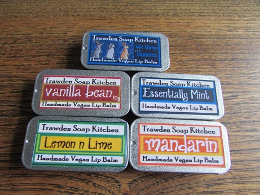 Vegan Soy Wax Lip Balms - 10ml tin 