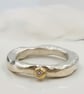 Luminous Sterling Silver & Gold Diamond Ring - Size O - Image 3