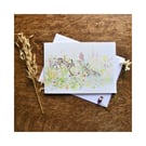 Hare Watercolour Painting Greeting Card Boxing Hares Wildlife Blank  Notelet