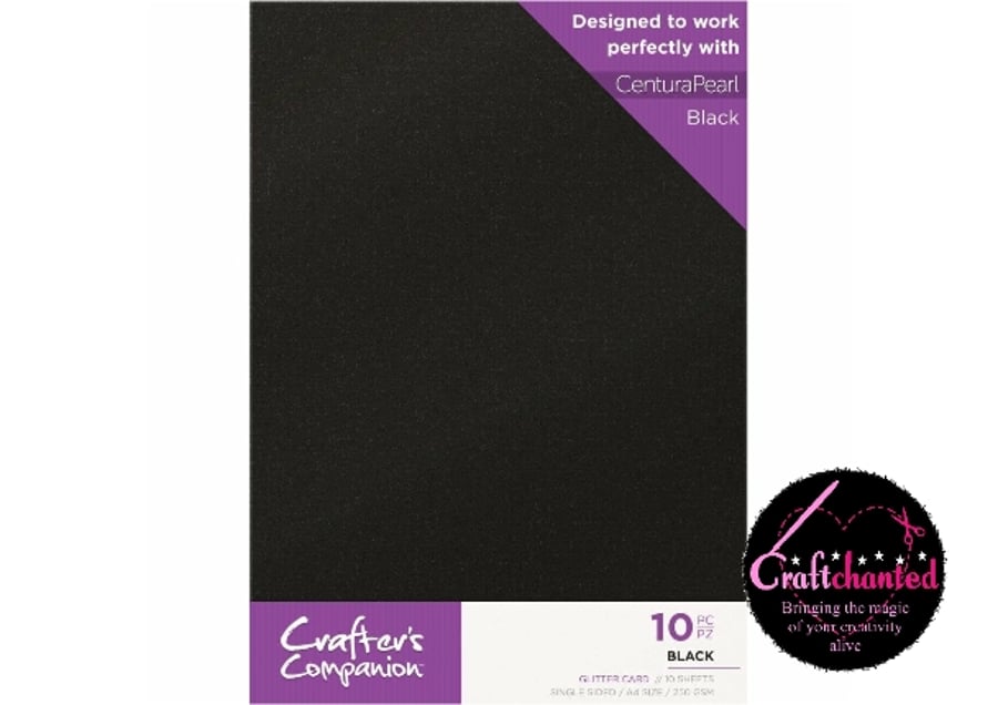 Crafter's Companion - Glitter Card - Black - A4 - 250gsm - 10 Pack