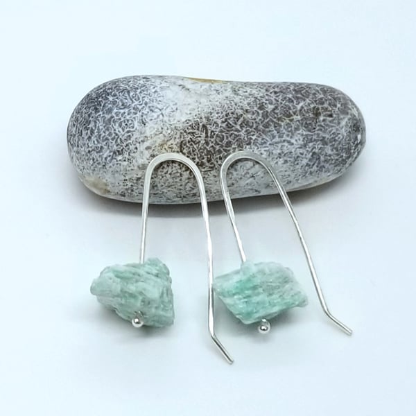 Amazonite Gemstone Drop Earrings and Handmade Sterling Silver Hook 