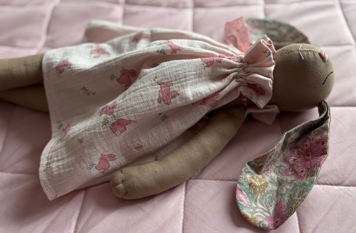 Handmade fabric bunny tilda style ragdoll