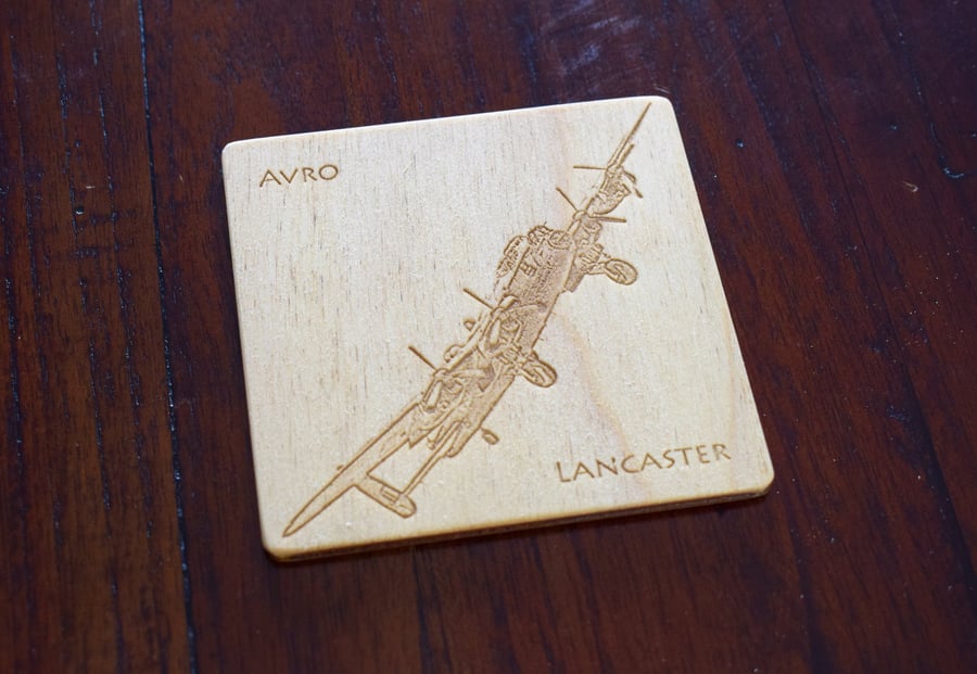 Wooden Aircraft Coasters - Personalised - Mustang, Lancaster, Spitfire & More