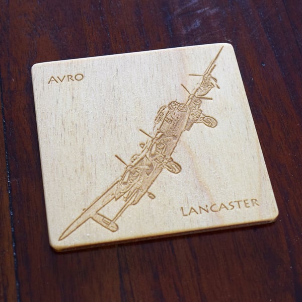 Wooden Aircraft Coasters - Personalised - Mustang, Lancaster, Spitfire & More