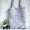 Lilac Tote Bag with Leafy Swirls Pattern