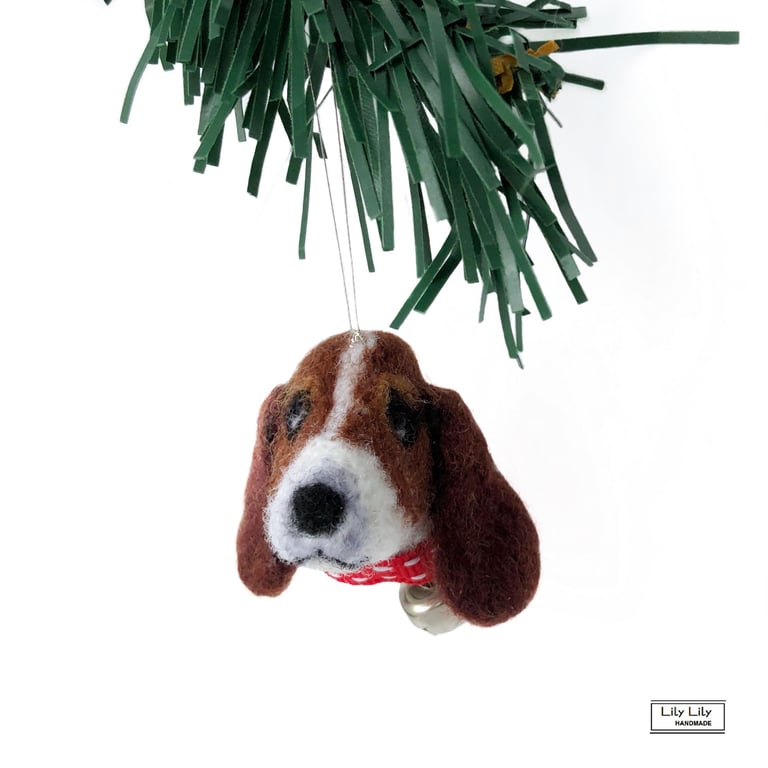 Dog hanging Christmas tree decoration handmade by Lily Lily Handmade