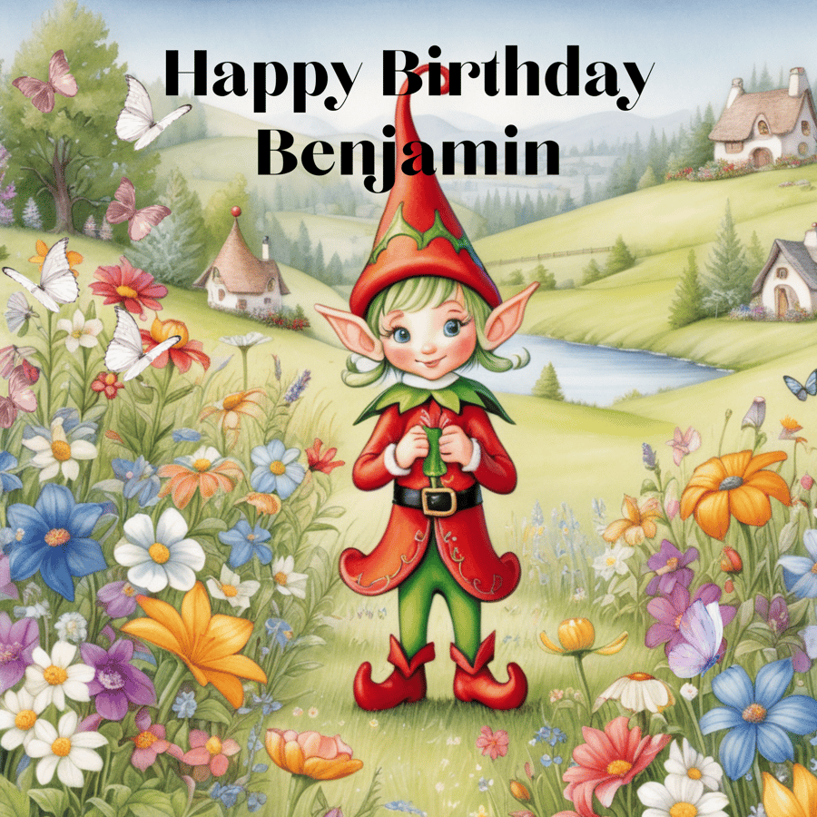 Personalised Whimsical Pixie Greeting Card for a Child 