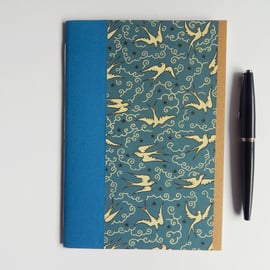 Swallows Notebook, Lined white pages.  Replacement notebook A5. Made to Order