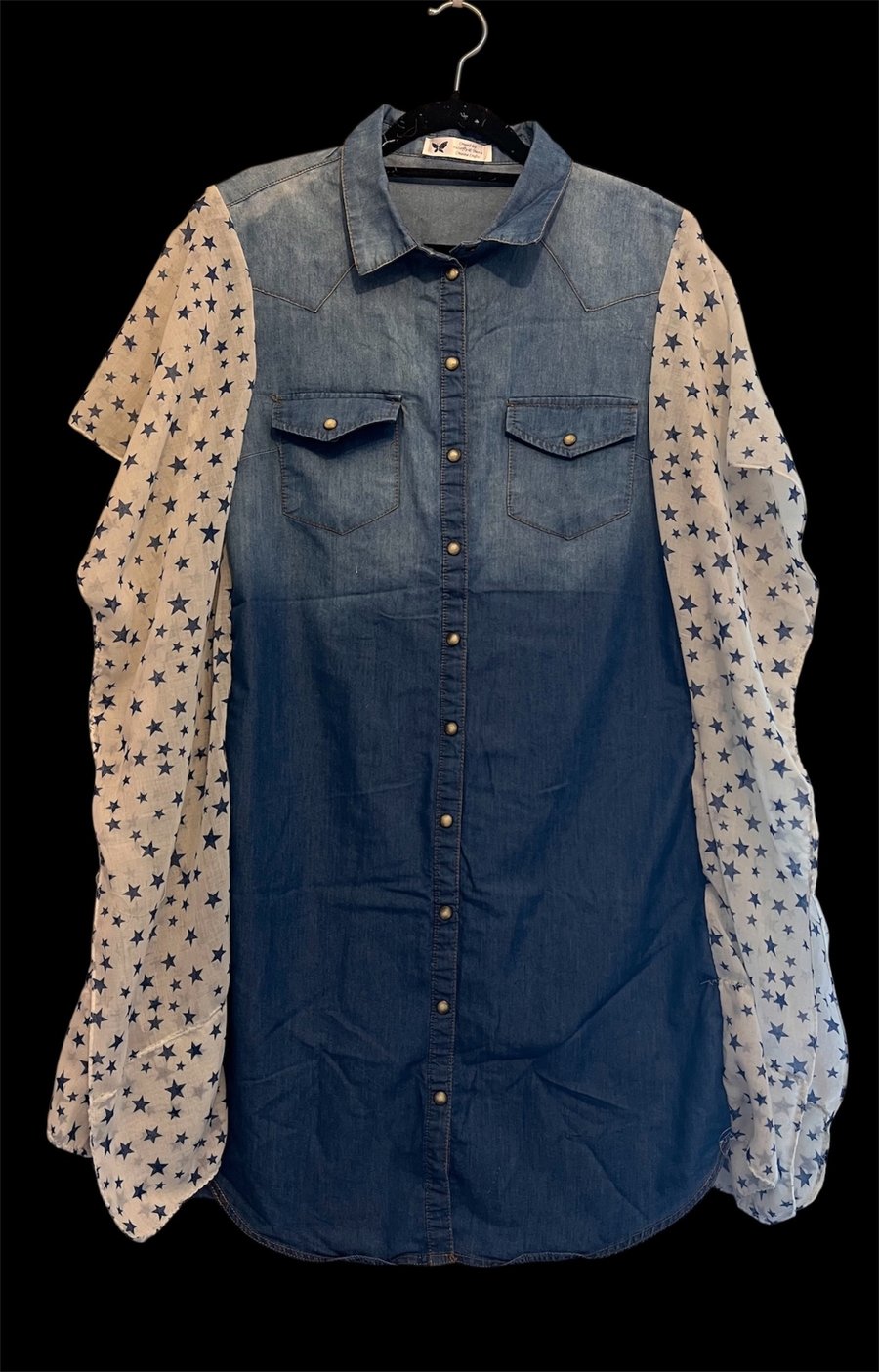 One of a Kind Upcycled Western Boho Denim Tunic Kimono 