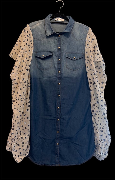 One of a Kind Upcycled Western Boho Denim Tunic Kimono 