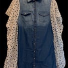 One of a Kind Upcycled Western Boho Denim Tunic Kimono 