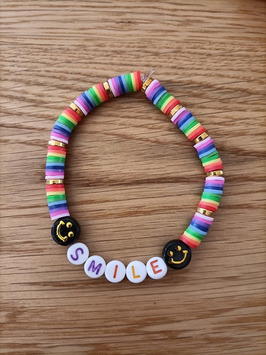 Smile - Handcrafted Polymer Clay Elasticated Bracelet