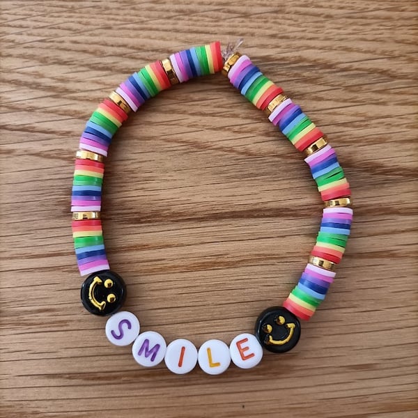 Smile - Handcrafted Polymer Clay Elasticated Bracelet
