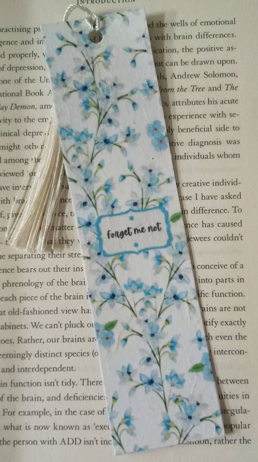 Handmade Bookmark Forget Me Not Flowers and Gift Tag
