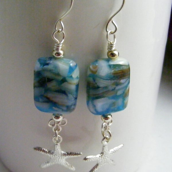 Aqua and Starfish Earrings