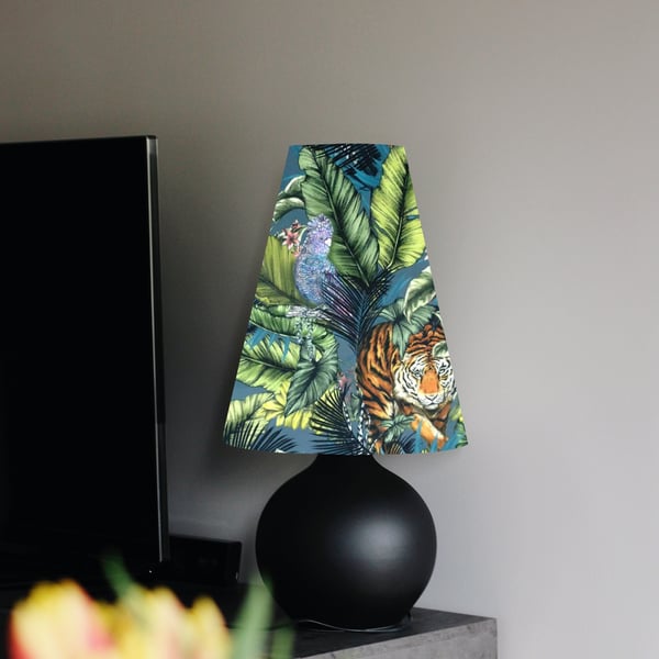 Bengal tiger Velvet cone lampshade extra tall lampshade tiger forest velvet