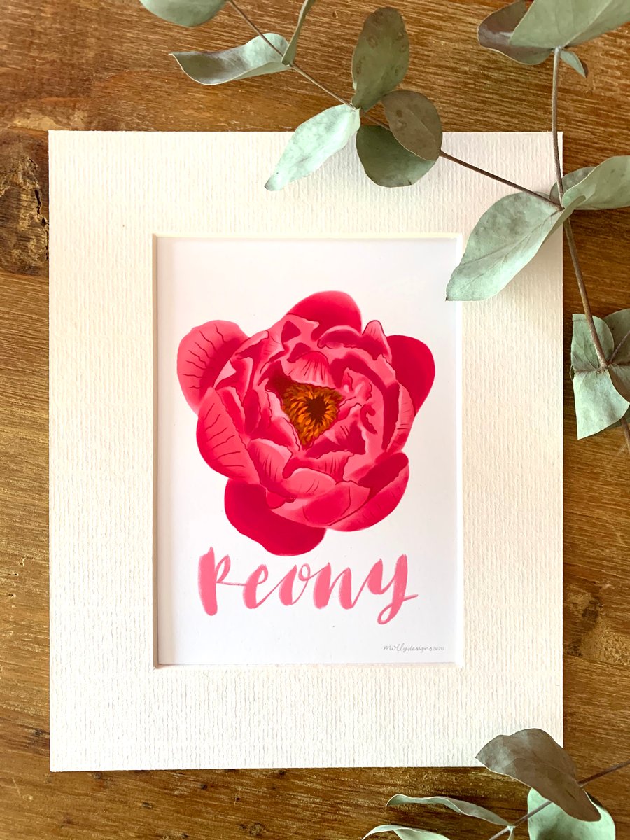 Digital Artwork - Pink Peony Flower 