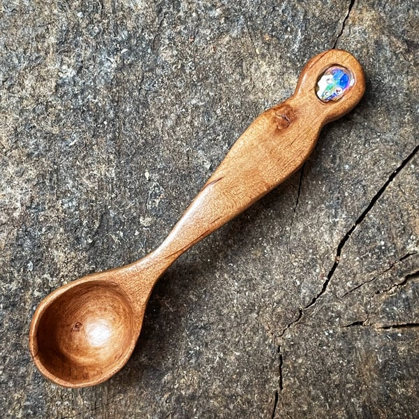 Cherry Wood Spice Spoon with Swarvoski 'Skull' Crystal