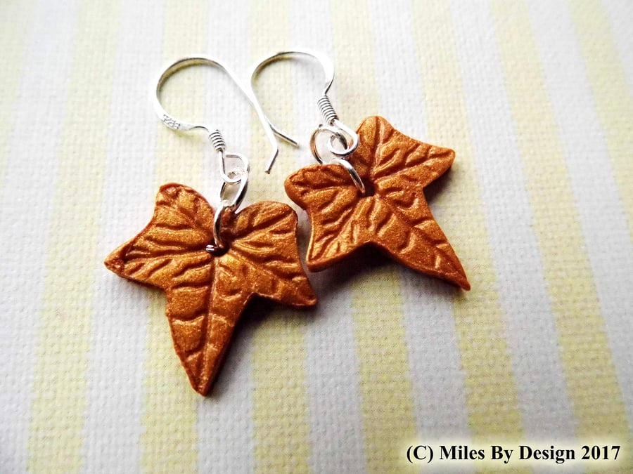 Autumn Leaf Inspired Drop Earrings on Sterling Silver Ear Hooks