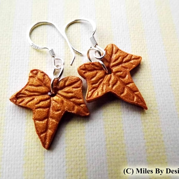 Autumn Leaf Inspired Drop Earrings on Sterling Silver Ear Hooks