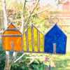 Stained Glass Suncatcher Beach Huts - Handmade Hanging Decoration - Multi