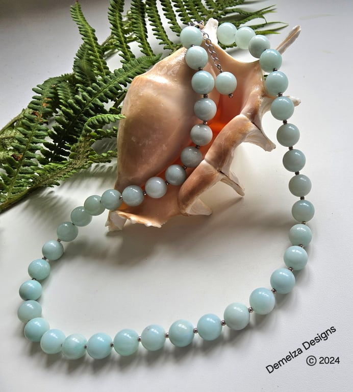 Designer Russian Amazonite Sterling Silver Necklace AA Grade