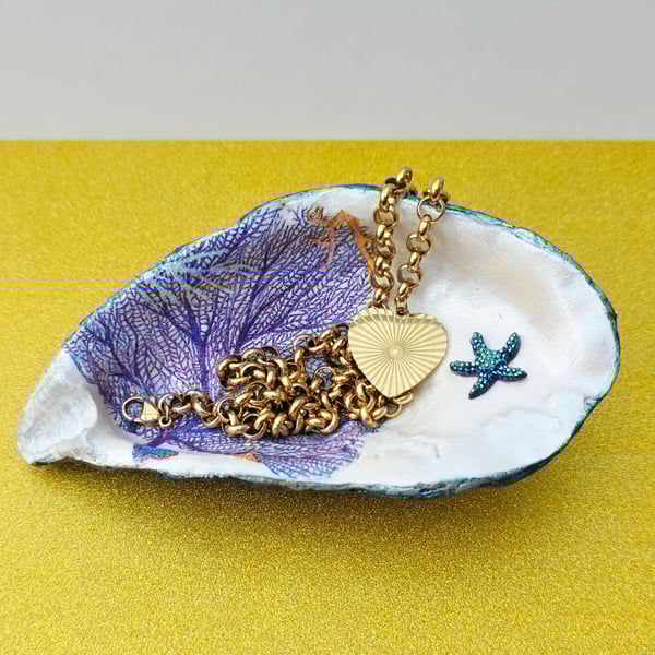 Hand Decorated Oyster Shell Trinket Dish