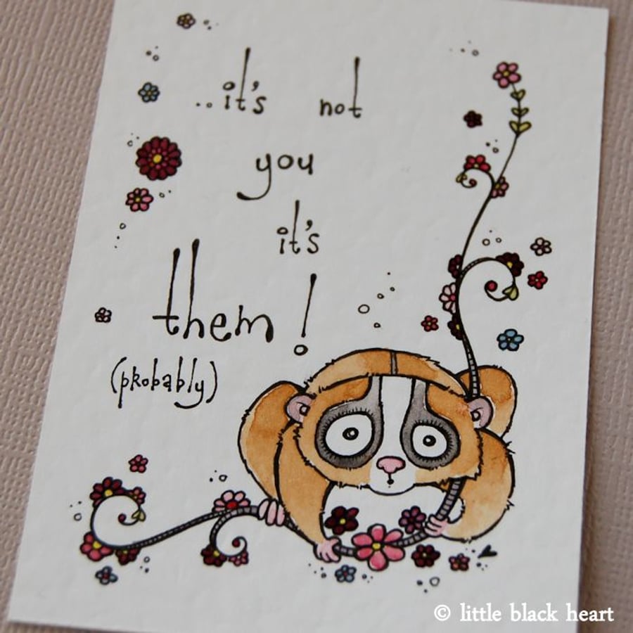 reassuring slow loris - original aceo