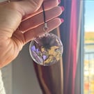 Pressed Flower and Gold Leaf Phone or Bag Chain