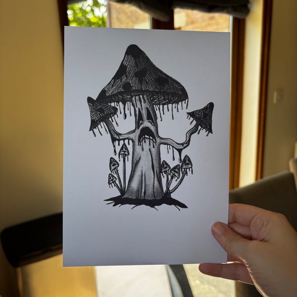 Spooky Mushroom A5 art print - No.3