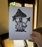 Spooky Mushroom A5 art print - No.3