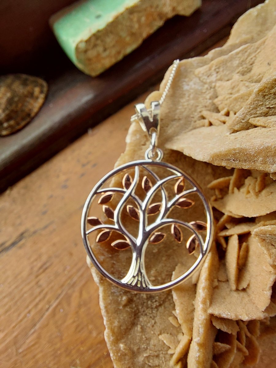 Sterling Silver and Rose Gold Tree of Life Necklace