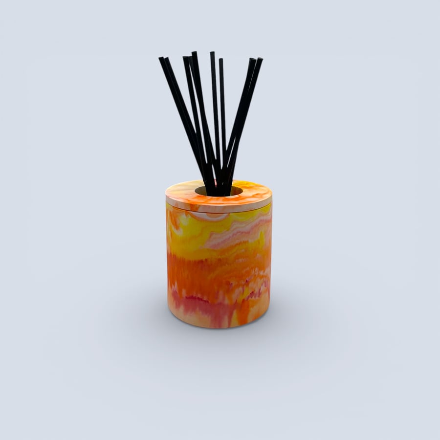 Handmade Sunrise Yellow and Orange Diffuser Bottle Holder for Home Fragrance
