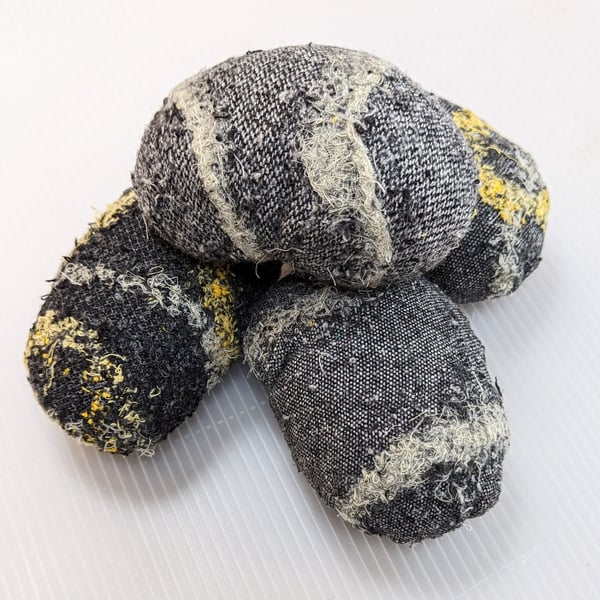 Fake Pebbles from Recycled Clothing - pin cushion, home decor or pet pebble.