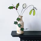 Stained Glass Christmas Flowers, Choice of Holly, Ivy, Mistletoe and Honesty 