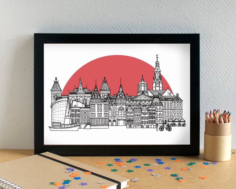 Amsterdam Skyline Art Travel Print