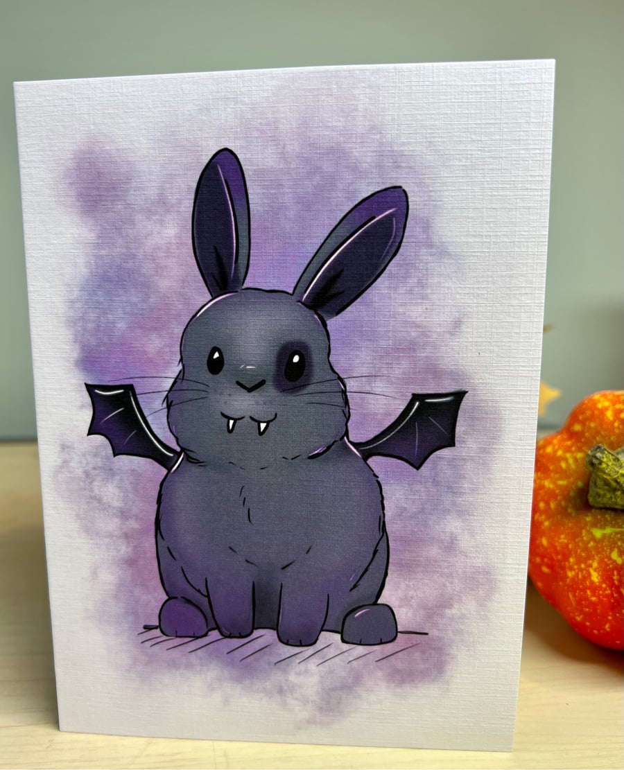Hector the spooky bunny greetings card