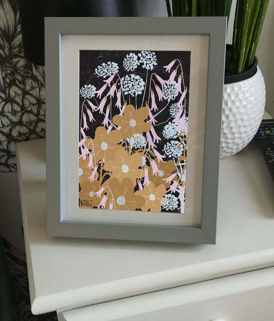 Floral Print . A4 .  Salvia by Nina martell