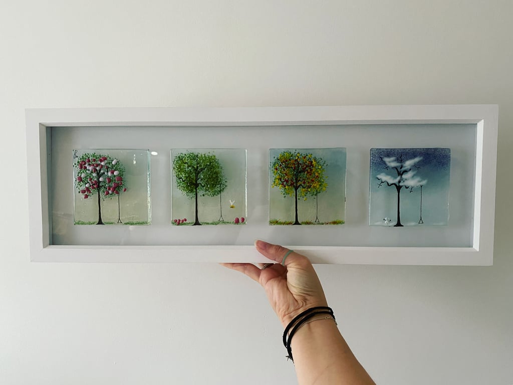 Fused glass four seasons frame