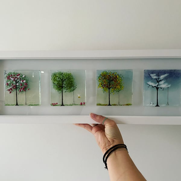 Fused glass four seasons frame