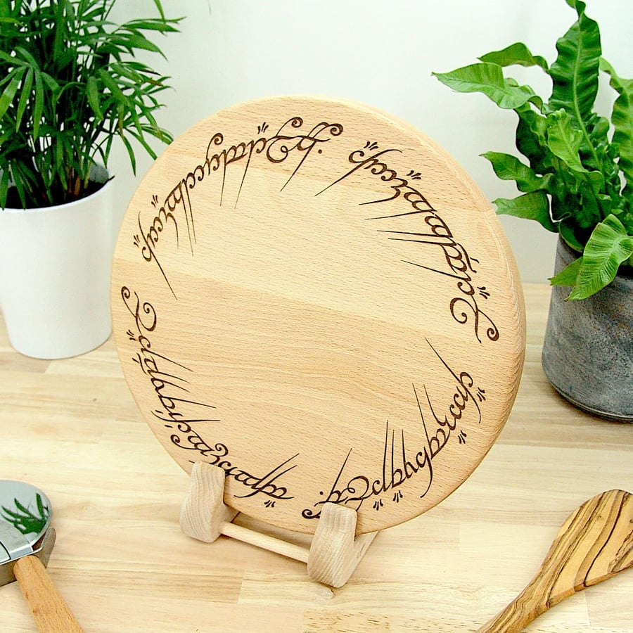 Lord of the Rings Chopping Board: Beech, Ring of Power - UK Hand Made ...
