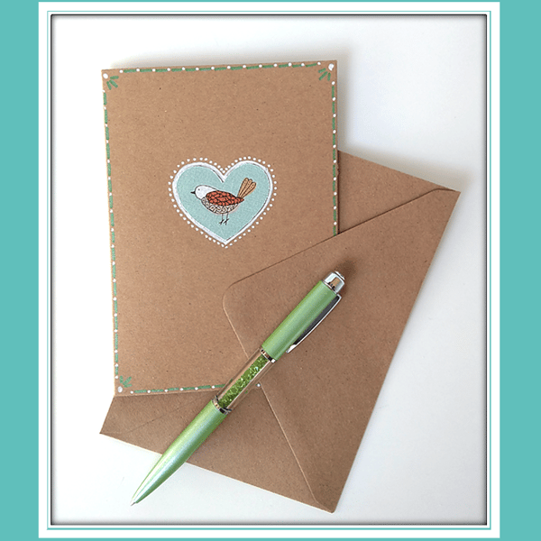 Pretty ‘doodle’ bird notelets – pack of 4 blank cards, POSTAGE INCLUDED