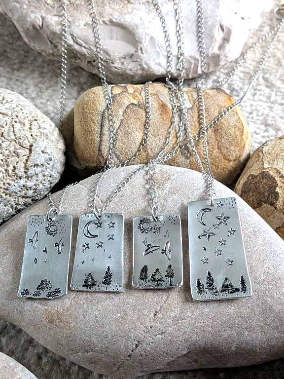 Tree Scene Sterling Silver Pendants