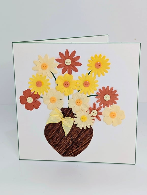 Floral handmade card, any occasion card for her, with flower embellishments 