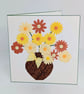 Floral handmade card, any occasion card for her, with flower embellishments 