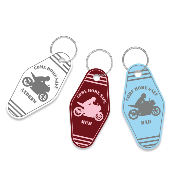 Motorbike Keyring Come Home Safe Personalised Name Thoughtful Gift For Bikers