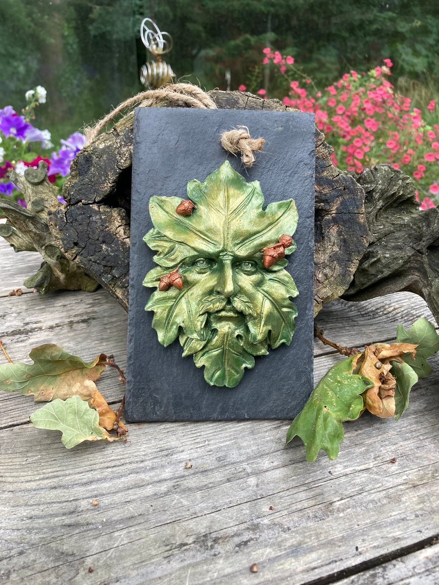 Green Man on Slate