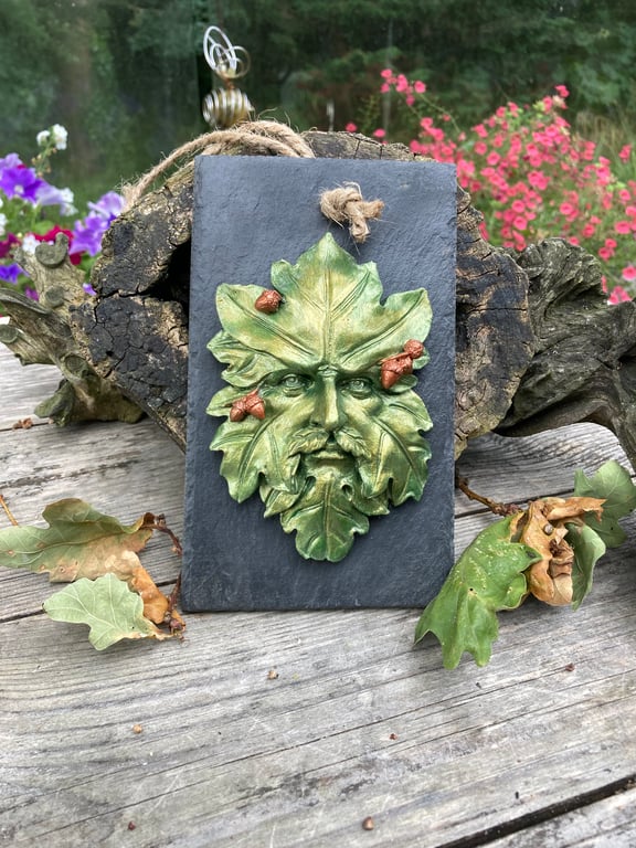 Green Man on Slate