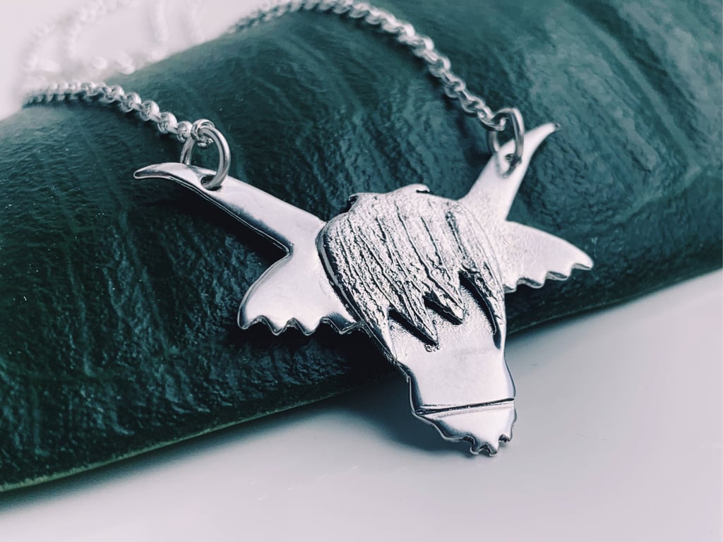 Recycled Sterling Silver Highland Cow Pendant