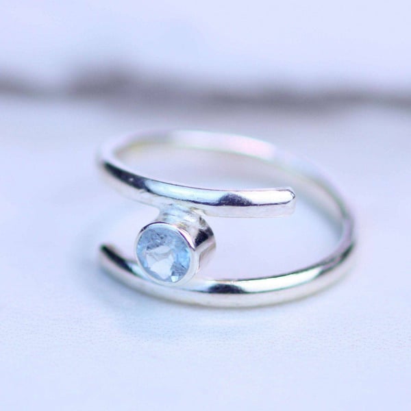 Aquamarine ring - March birthstone - aquamarine engagement ring - aquamarine jew